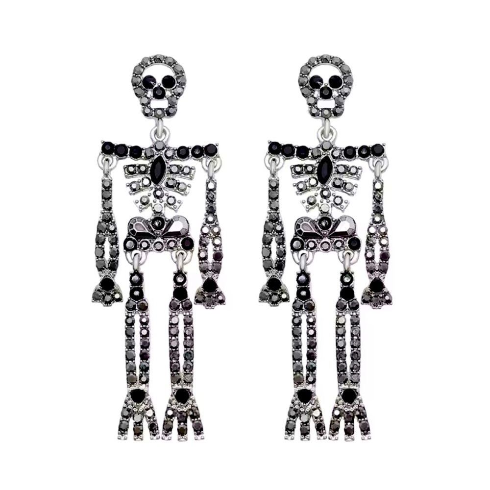 Austrian Crystal Skeleton Statement Earrings - image 1